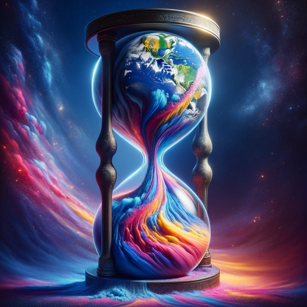 Melting Earth Flows Through Hourglass: Hyperrealistic Concep...