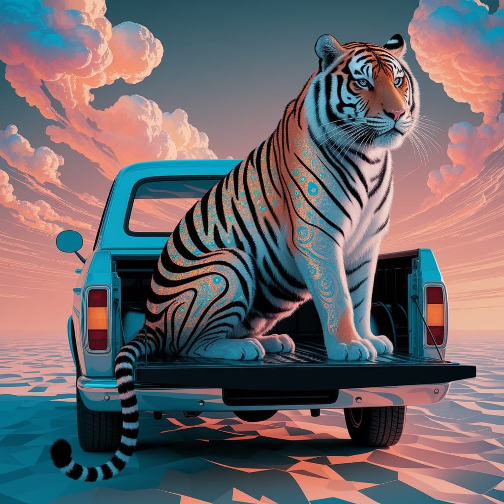 Surreal Tiger in Cosmic Landscape