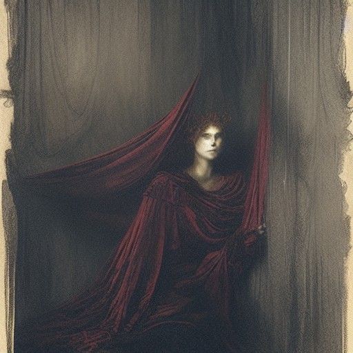 Gothic Queen in Velvet, Horror Illustration