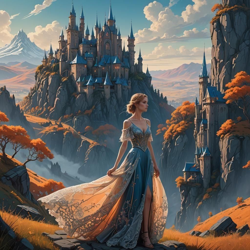 Fantastical Dress in Detailed Matte Painting Style