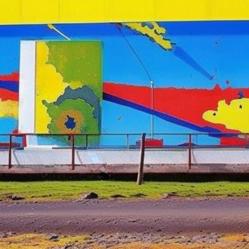 Abstract Billboard Inspired by Expressionism and Surrealism