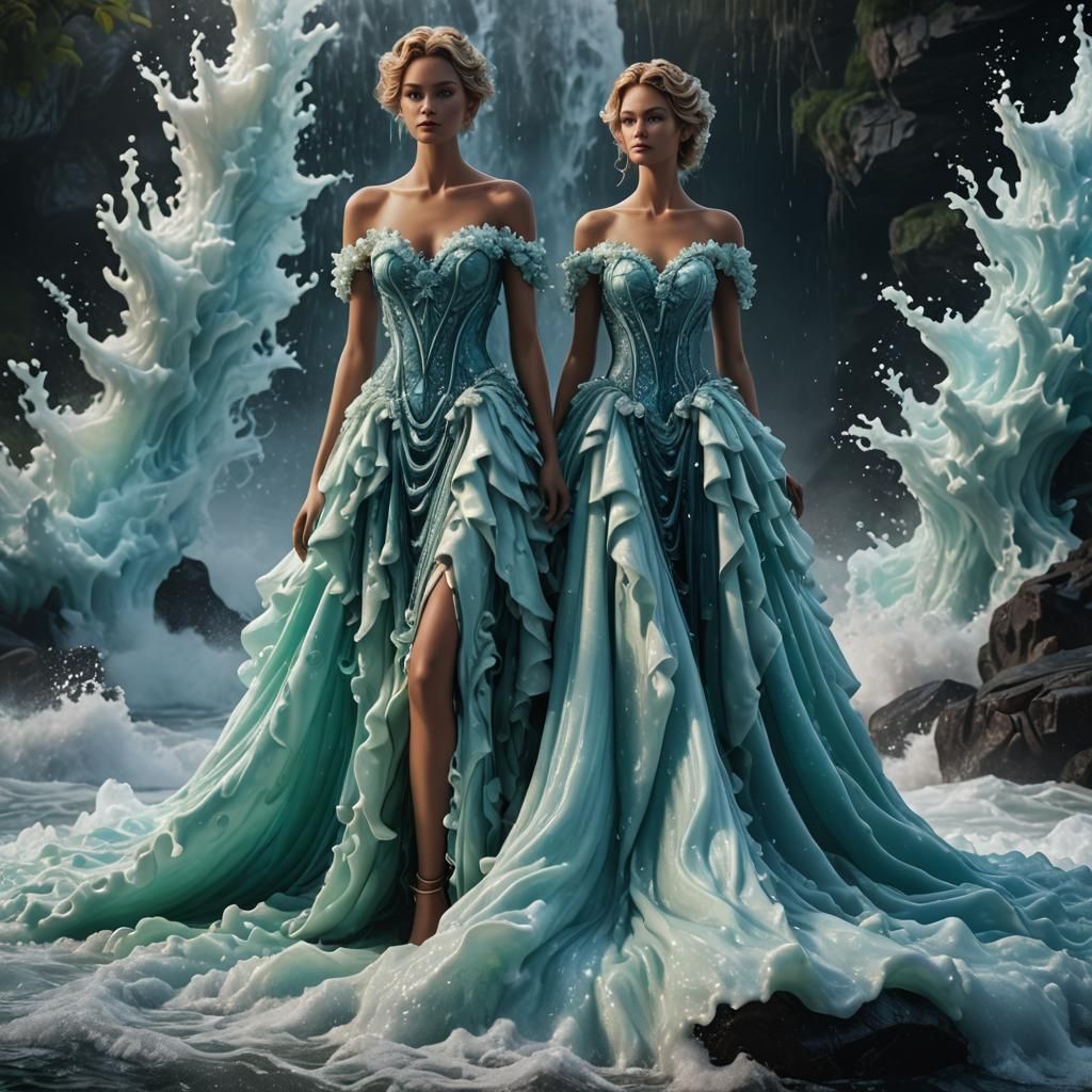 Water Dress on Mannequin: Fantasy Concept Art