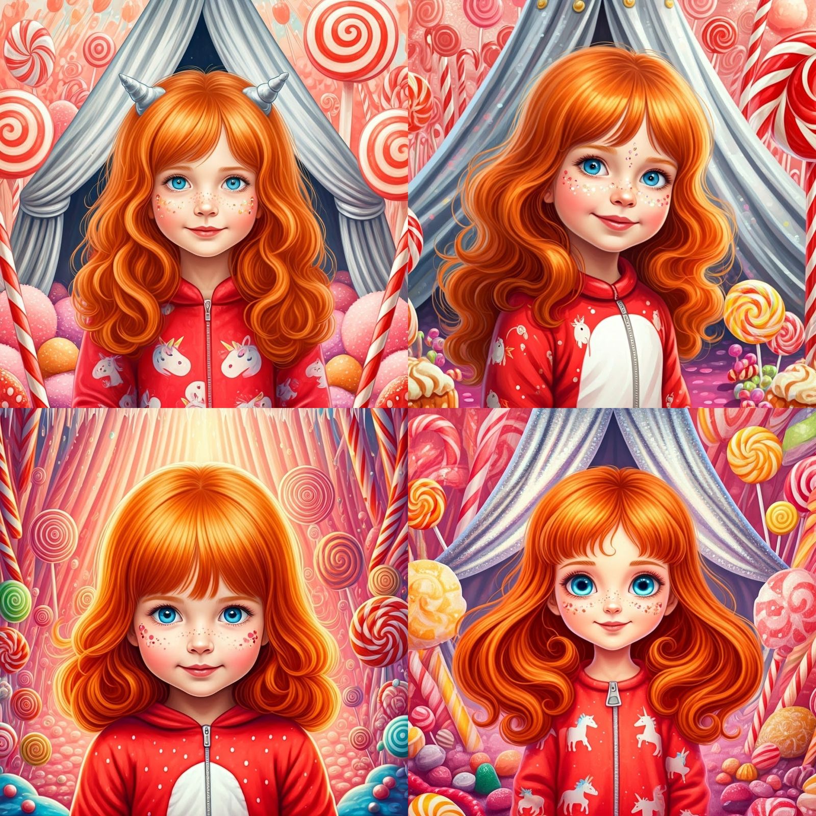 Strawberry Girl in Candy Forest, Gouache Wonderland