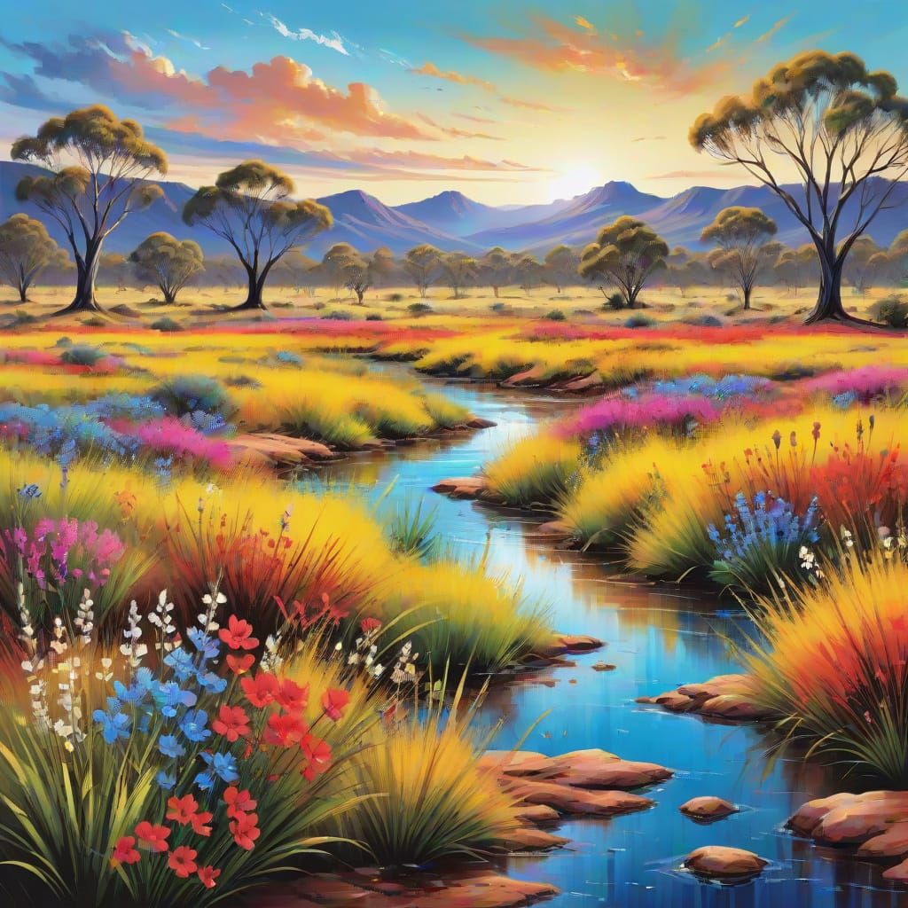 Vibrant Australian Outback Water Spring