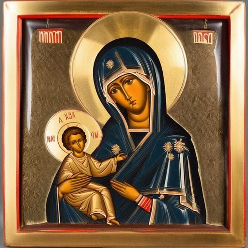 Iconic Mother Figure in Prayerful Devotion