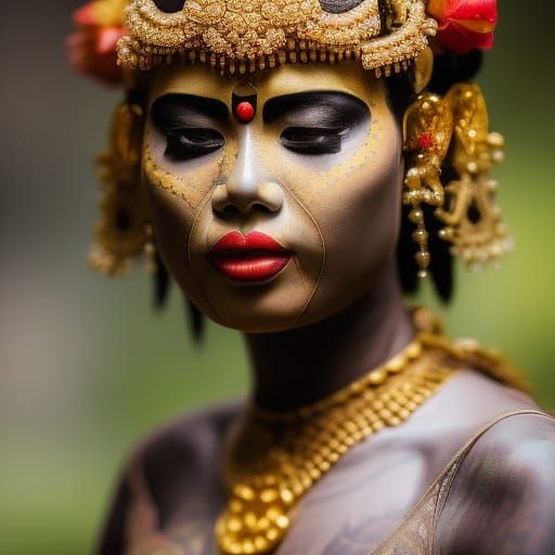 Fiery Balinese Dancer in Giger Style