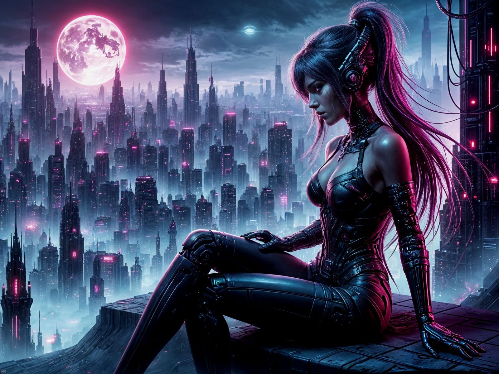 Cyberpunk Princess Reigns Over Futuristic Metropolis