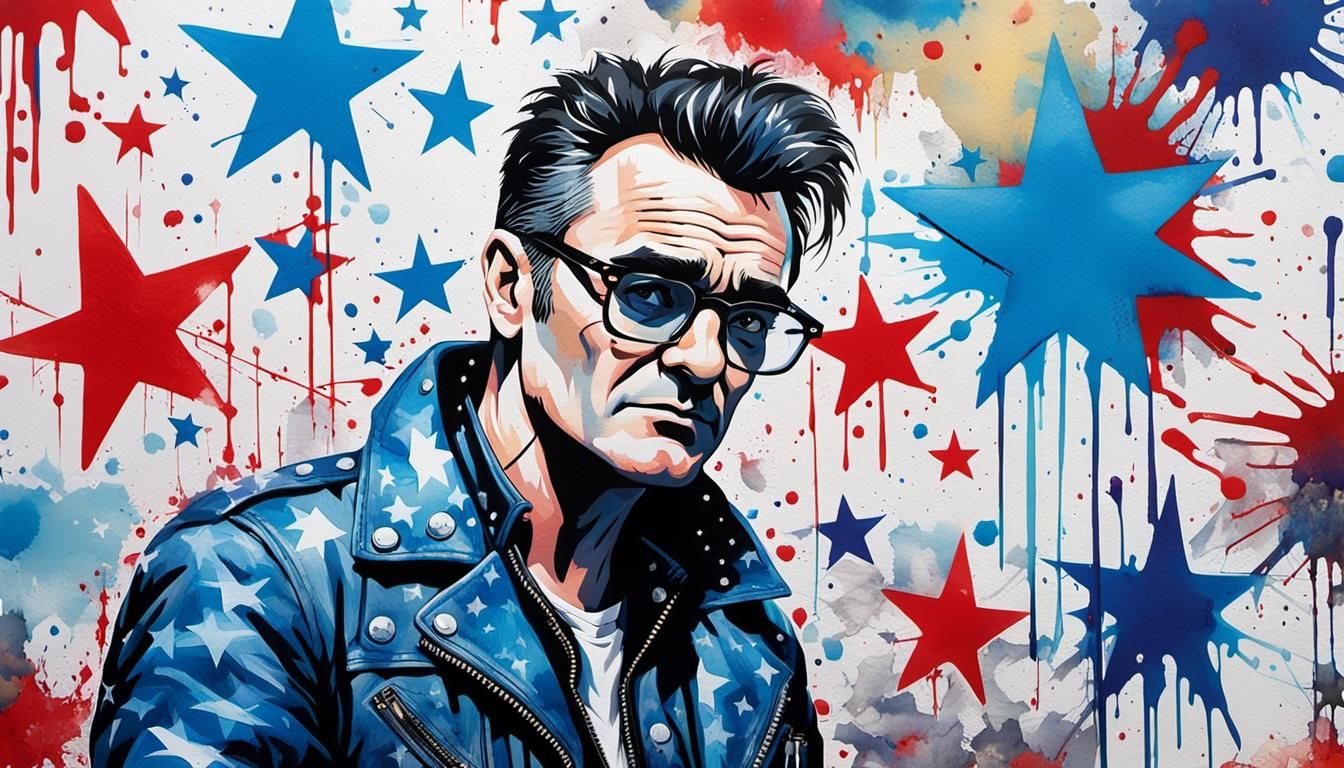 Morrissey in London: Pop Art Watercolor Portrait