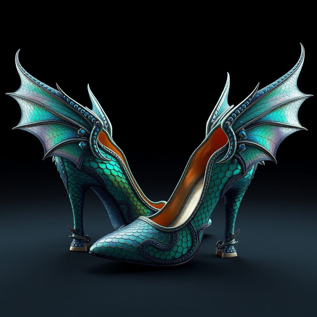 Dragon Skin Heels in Fantasy Concept Art Style