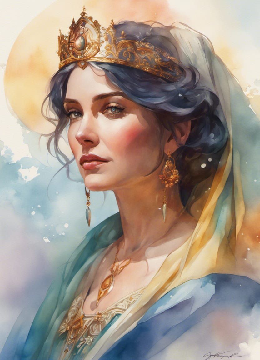 Woman Blessed by Our Lady: Watercolor Portrait