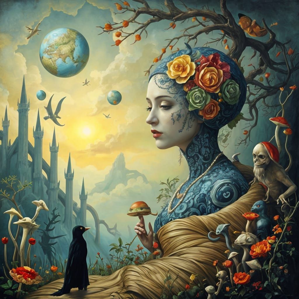 Surreal Fantasy Landscape in Dark Gothic Style