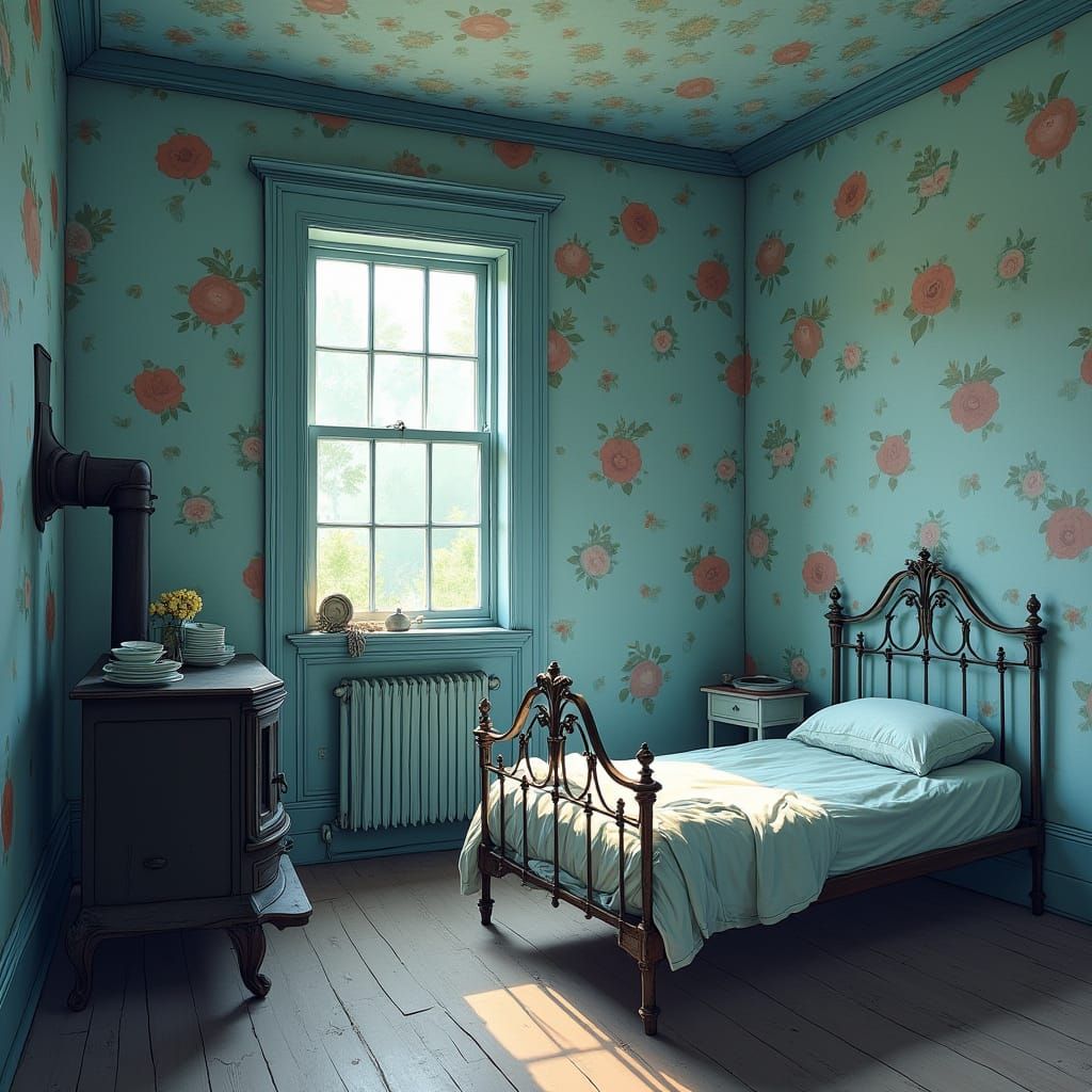 Enchanting Abandoned Countryside Cottage Interior in Soft Pa...