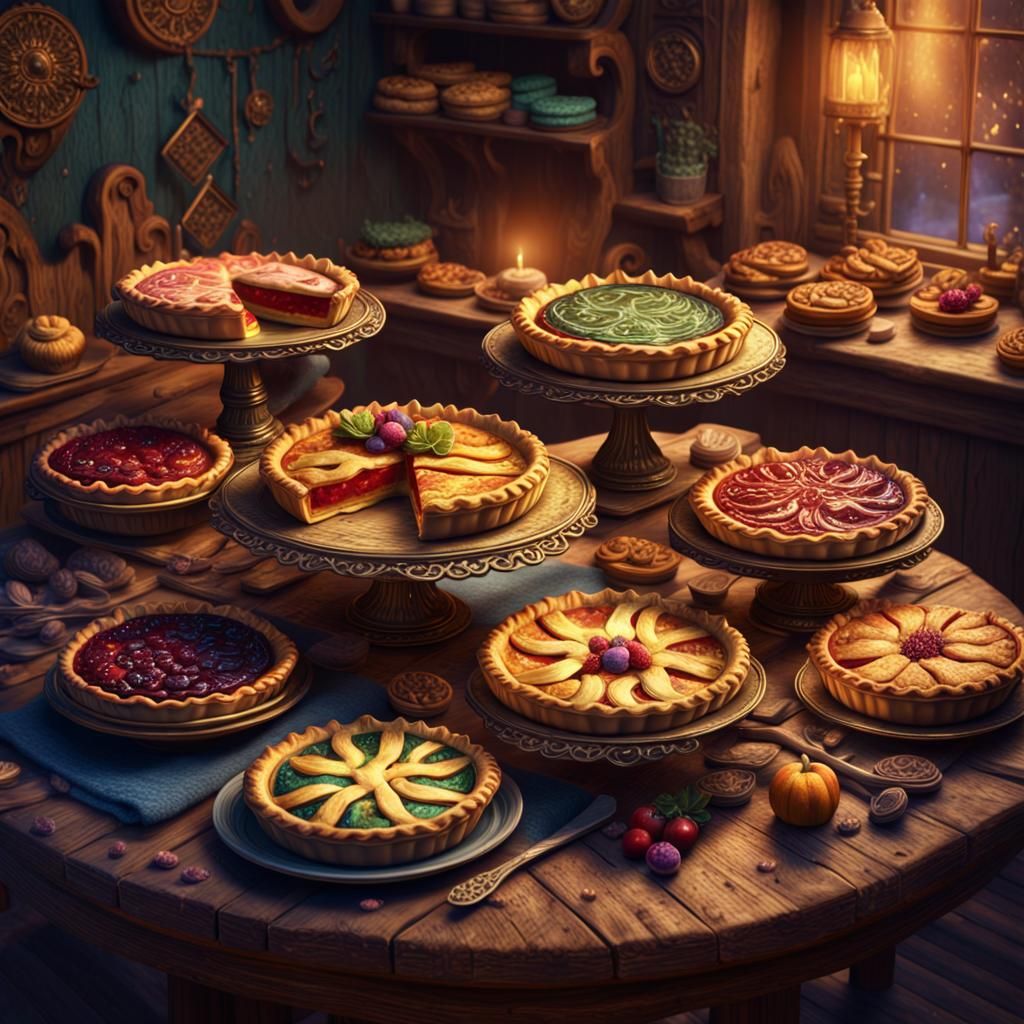Magical Pies in Mystical Bakery: Fantasy Concept Art