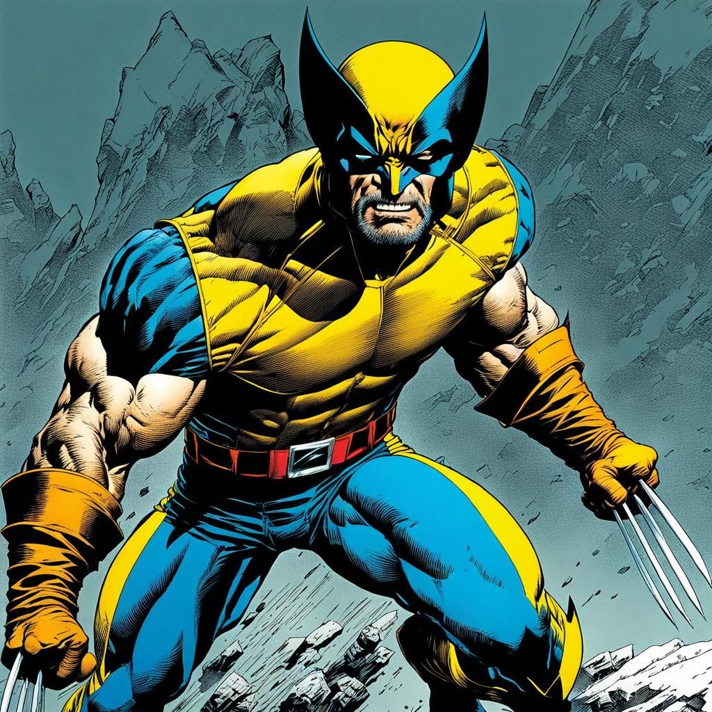 Wolverine Color Ink Drawing in Comic Book Style