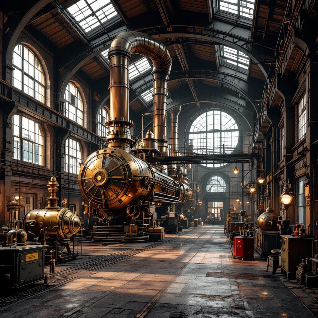 Steampunk Retro Futuristic Bauhaus Factory Hall