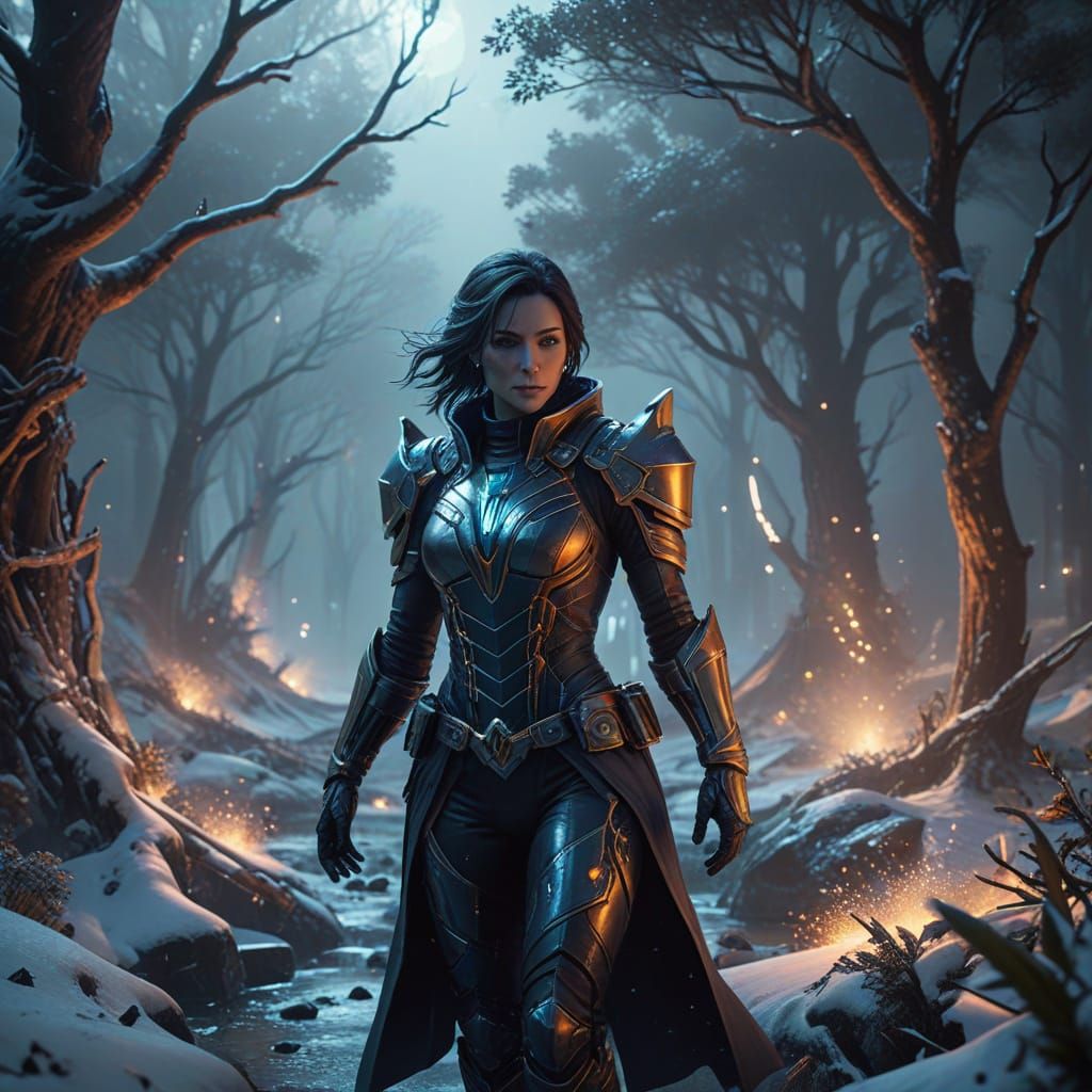 Ethereal Sci-Fi Fantasy Scene in Cinematic Volumetric Lighti...