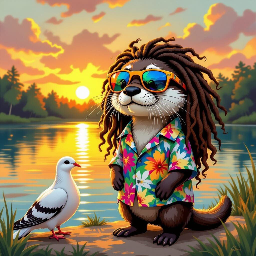 Otter with Rasta Curls at Lakeside