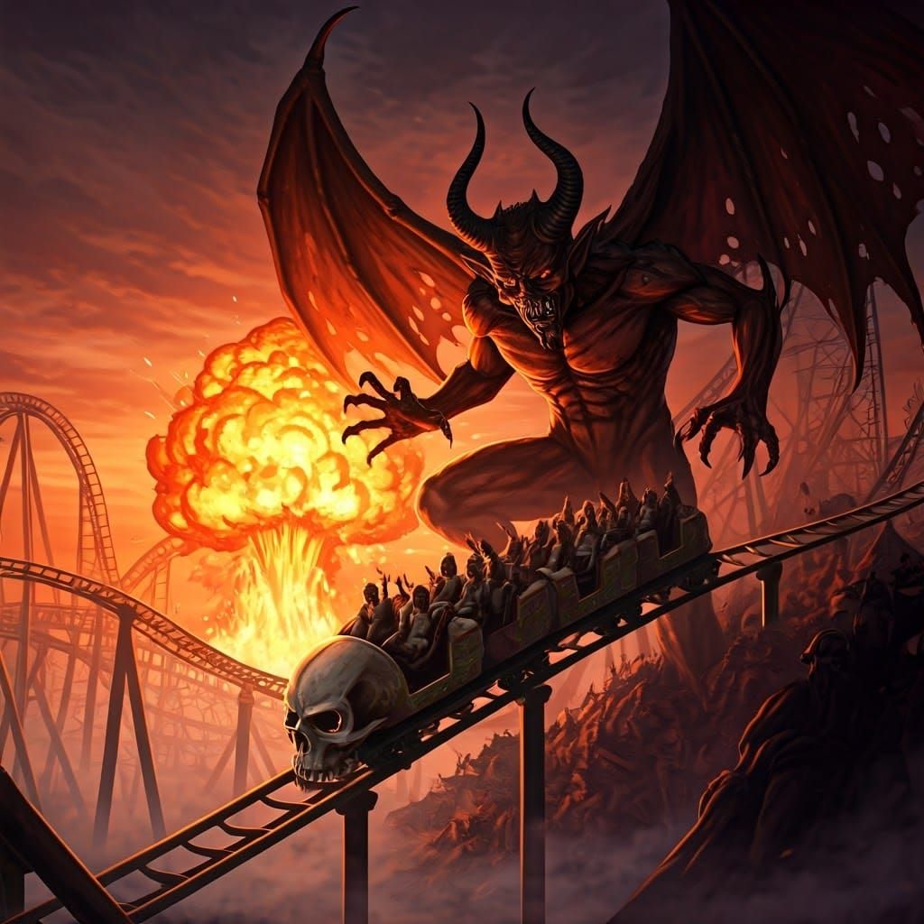 Infernal Devil Dominates Fiery Roller Coaster Ride