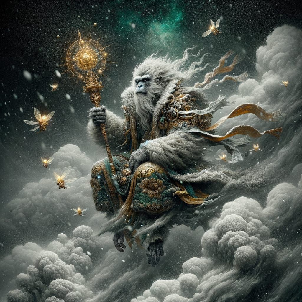 Mythical Monkey God in a Snowstorm