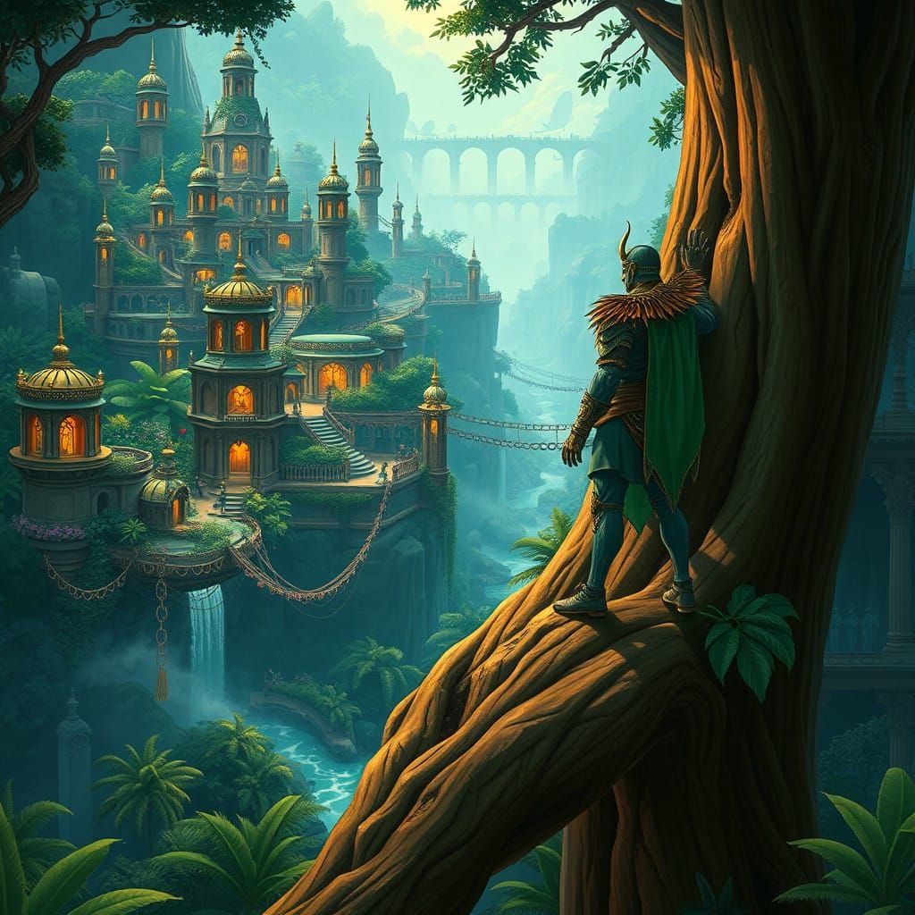 Emerald Empire: Lush Jungle Metropolis with Majestic Archite...