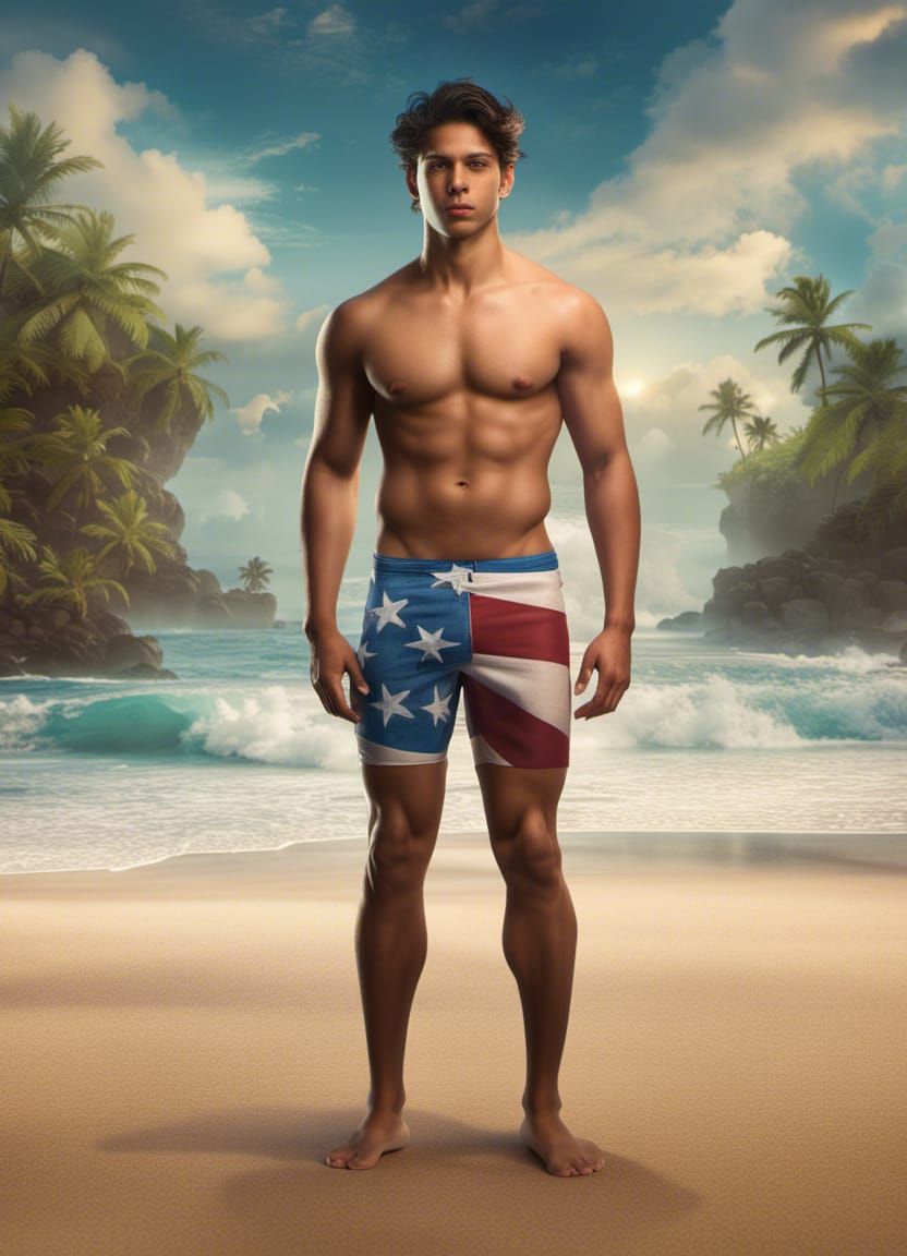 Puerto Rican Man on Beach: 8k Digital Art