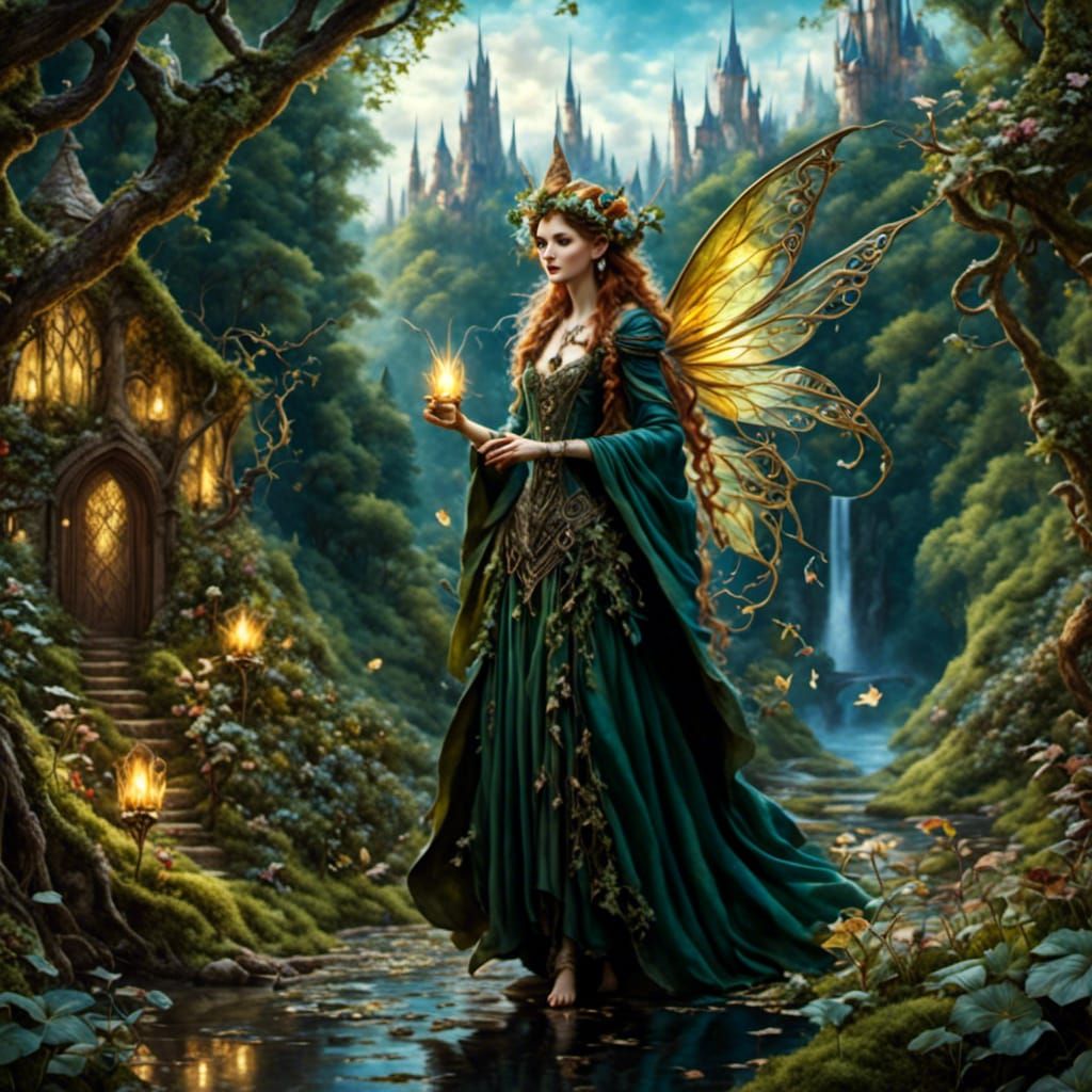 Mischievous Medieval Fae in Detailed Digital Painting