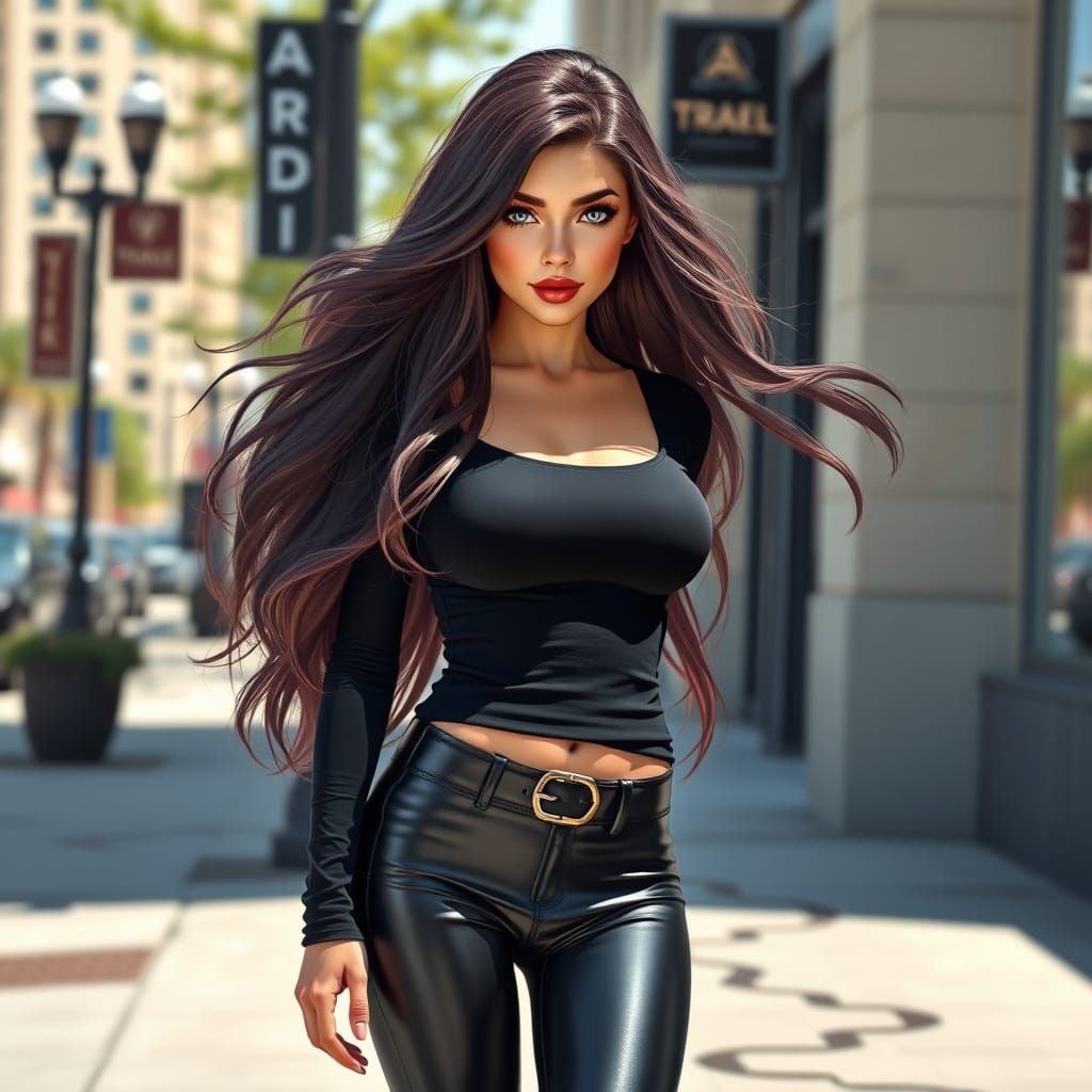 Earthquake Power Woman in Latex Pants