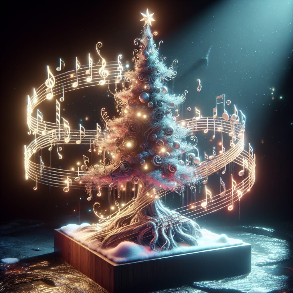 Musical Christmas Tree in 3D Game Style