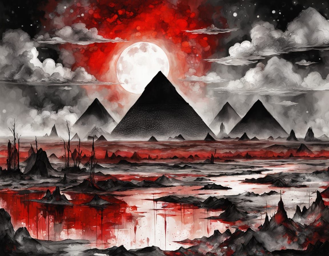 Red Ruby at the Pyramids: Alcohol Ink and Watercolor