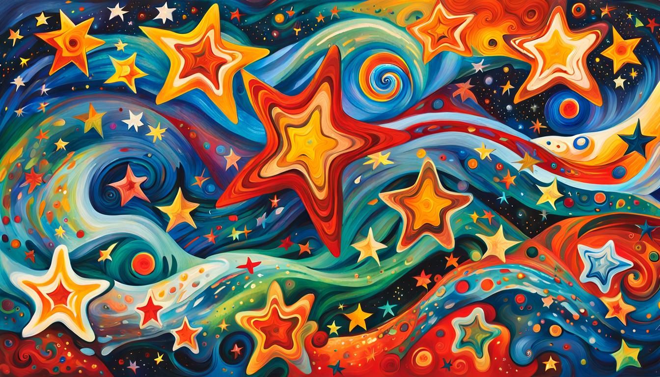 Dancing Stars in Abstract Expressionist Style