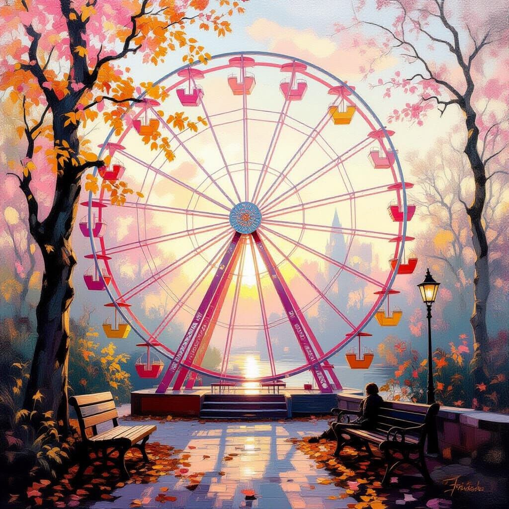 Metamodern Ferris Wheel Art with Luminous Colors