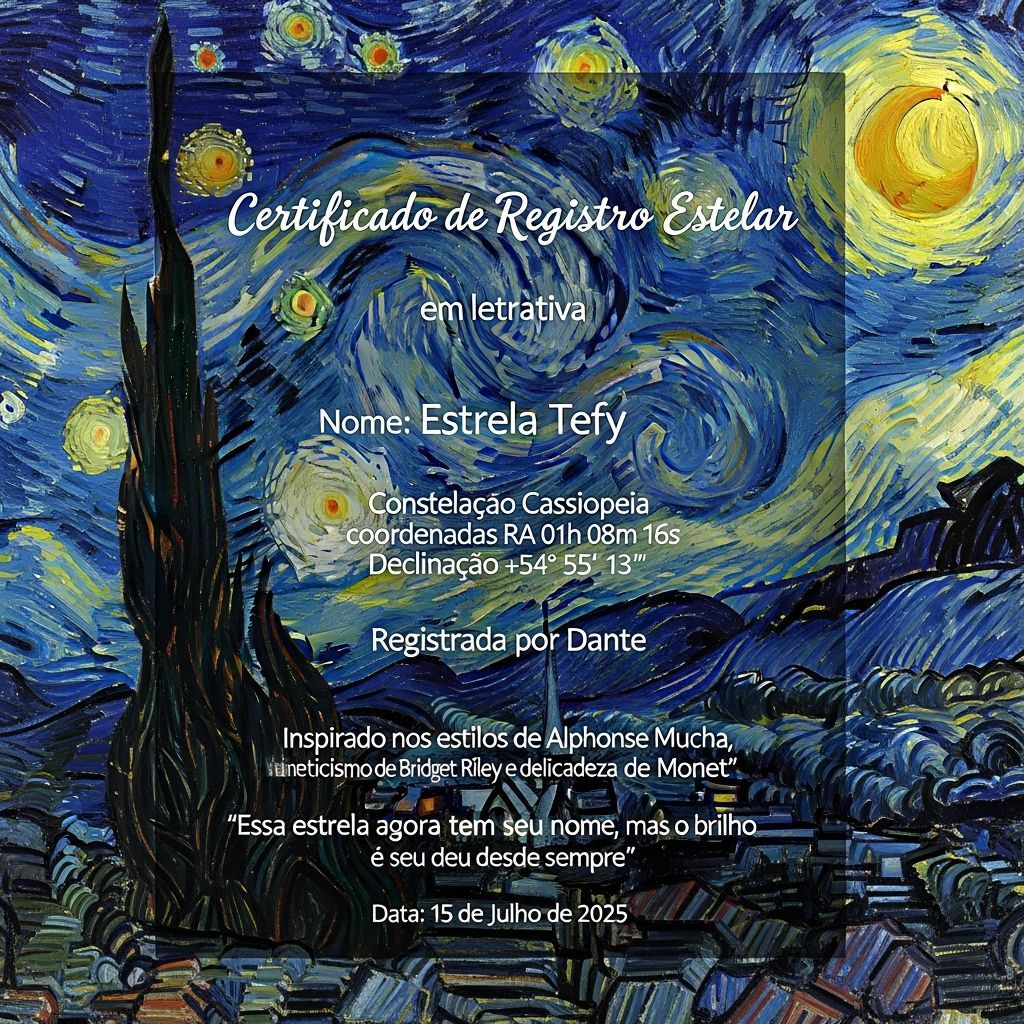 Romantic Star Certificate in Van Gogh Style