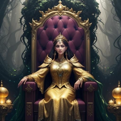 Eliana, Regal Queen of Mystical Forest in Oil Painting