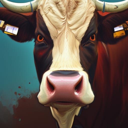 Hyperdetailed Cow Portrait in Volumetric Lighting
