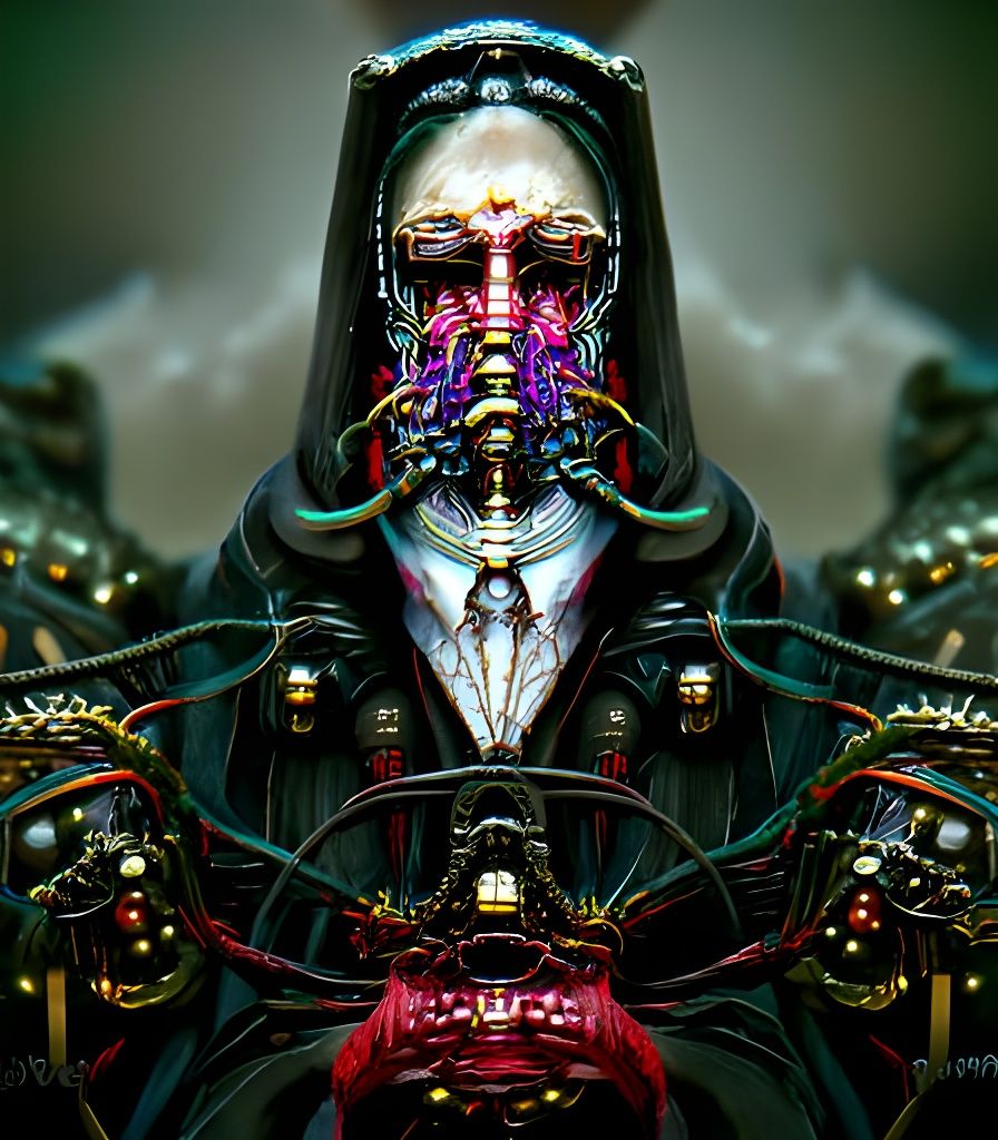 Menacing Tech Priest Merging With Machine