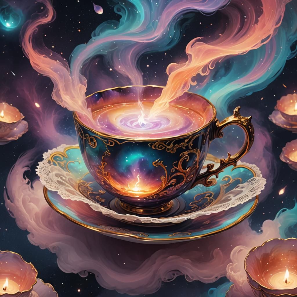 Nebula in Teacup: Surreal Spacecore Concept Art
