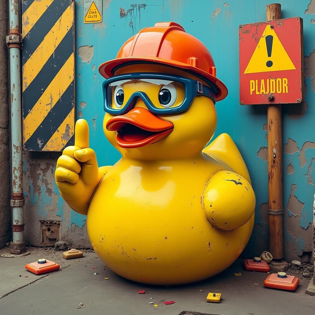 Humorous Safety Duck Gives the Finger