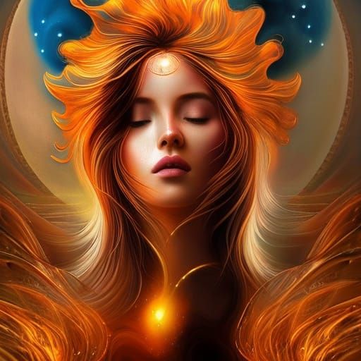 Surreal Woman Searching for Stars and Water