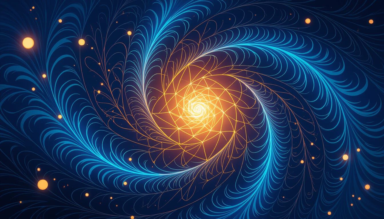 Mystical Swirling Lights in a Fantasy Landscape