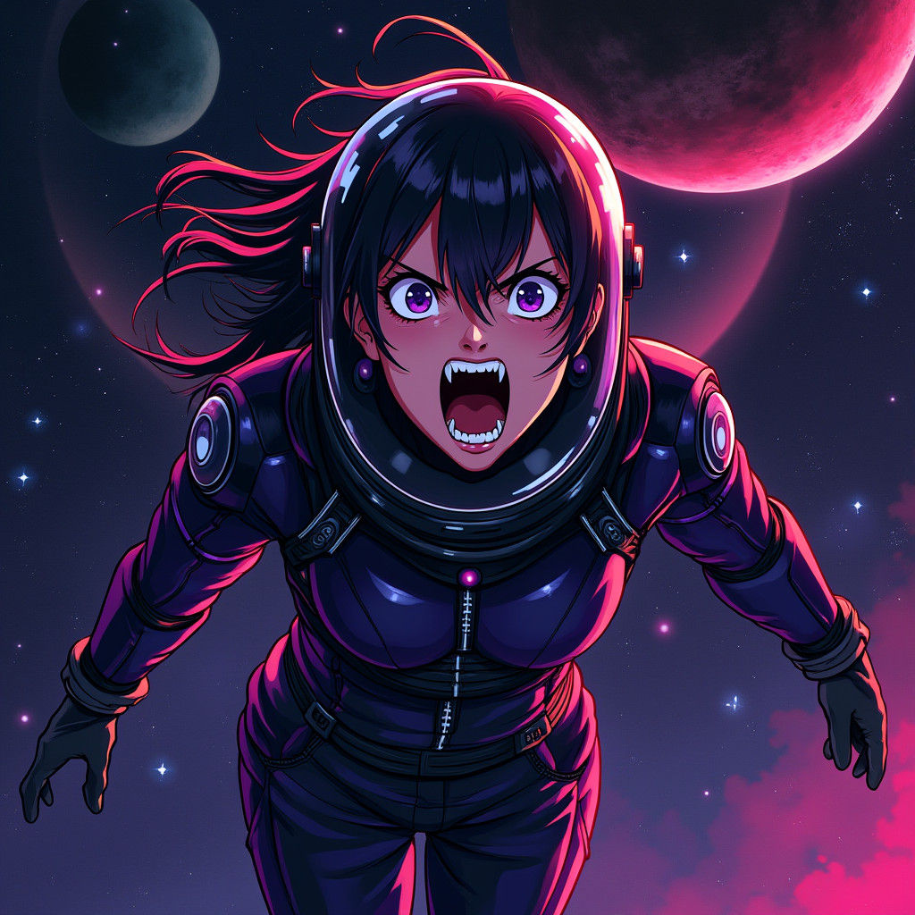 Furious Woman Screaming in Space, Manga Style