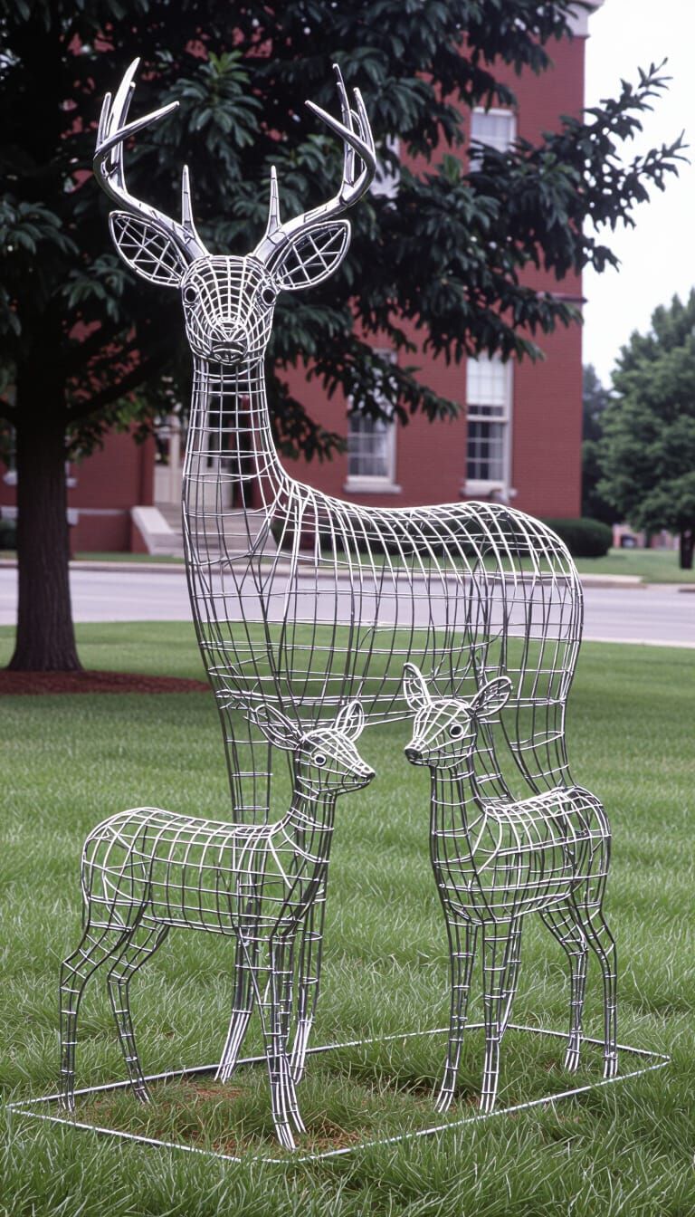 Wire Sculpture of Deer Family, Henderson KY 1963