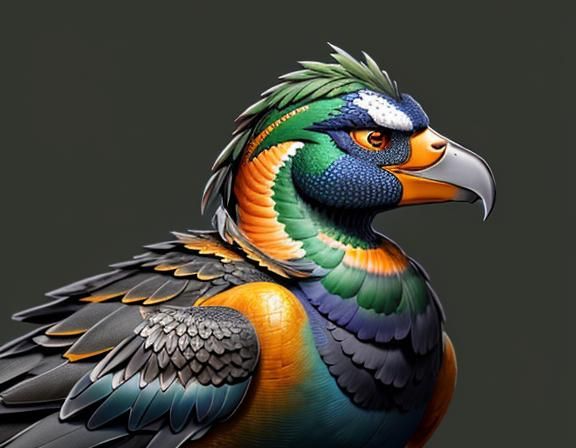 Mandarin Drake Impasto Painting in Hyperrealism