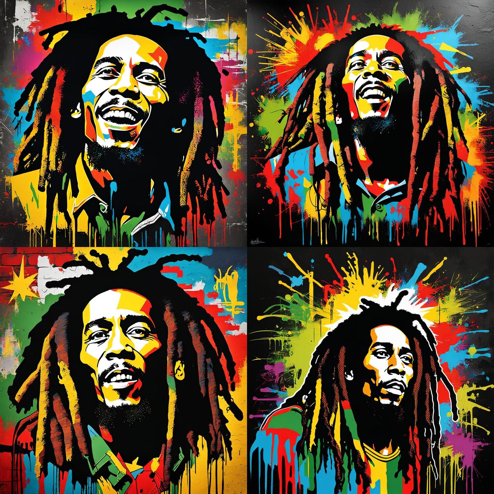 Bob Marley Graffiti Mural in Street Art Style