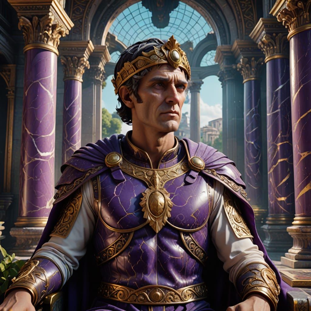 Roman Emperor in Futuristic Ancient Temple