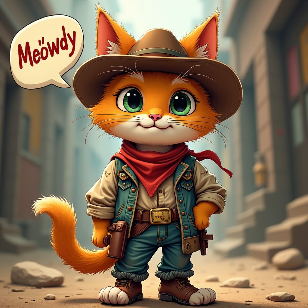 Anime Catboy Cowboy Says Meowdy