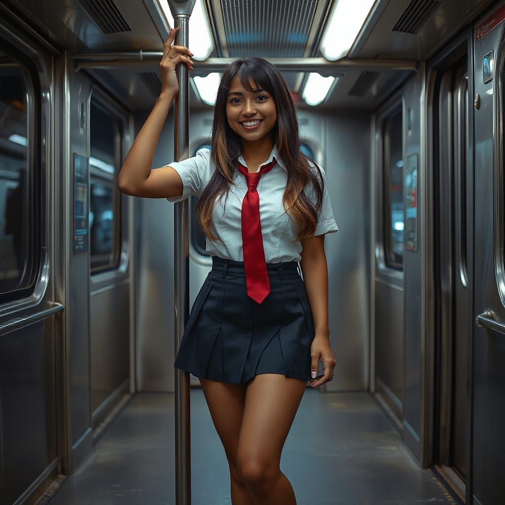 Panamanian Woman in Subway Car Portrait