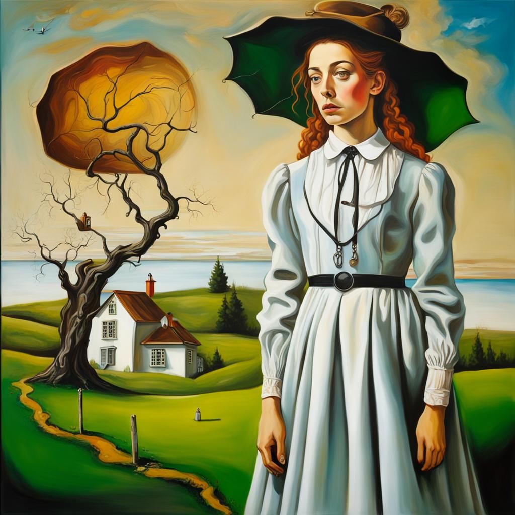 Anne of Green Gables in a Dali Surrealist Painting