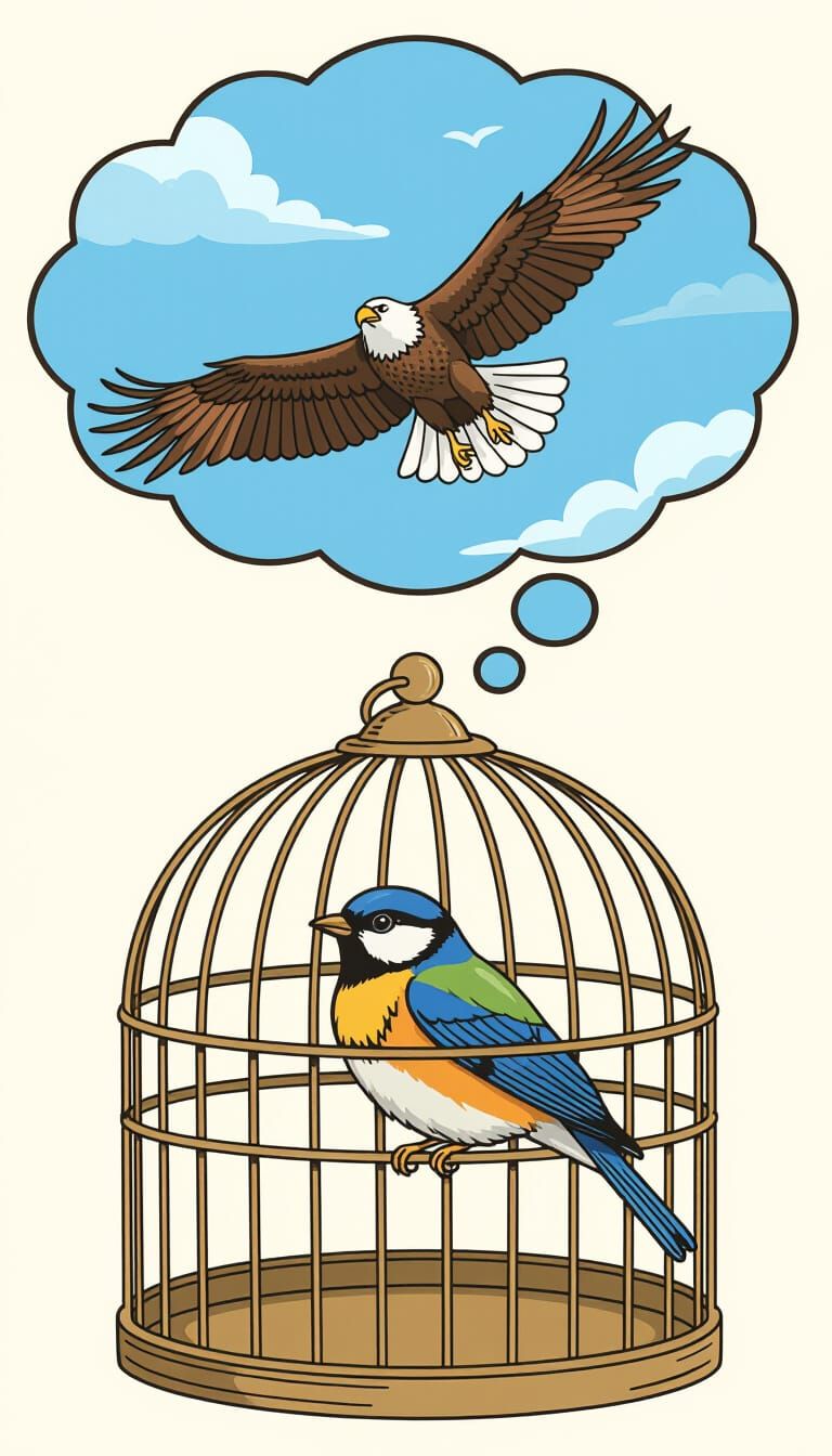 Caged Songbird Dreams of Freedom