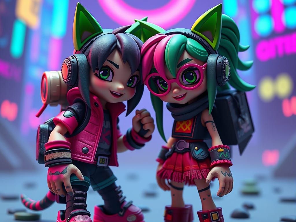 Cyberpunk Fantasy Action Figure with Livingfart Sidekick