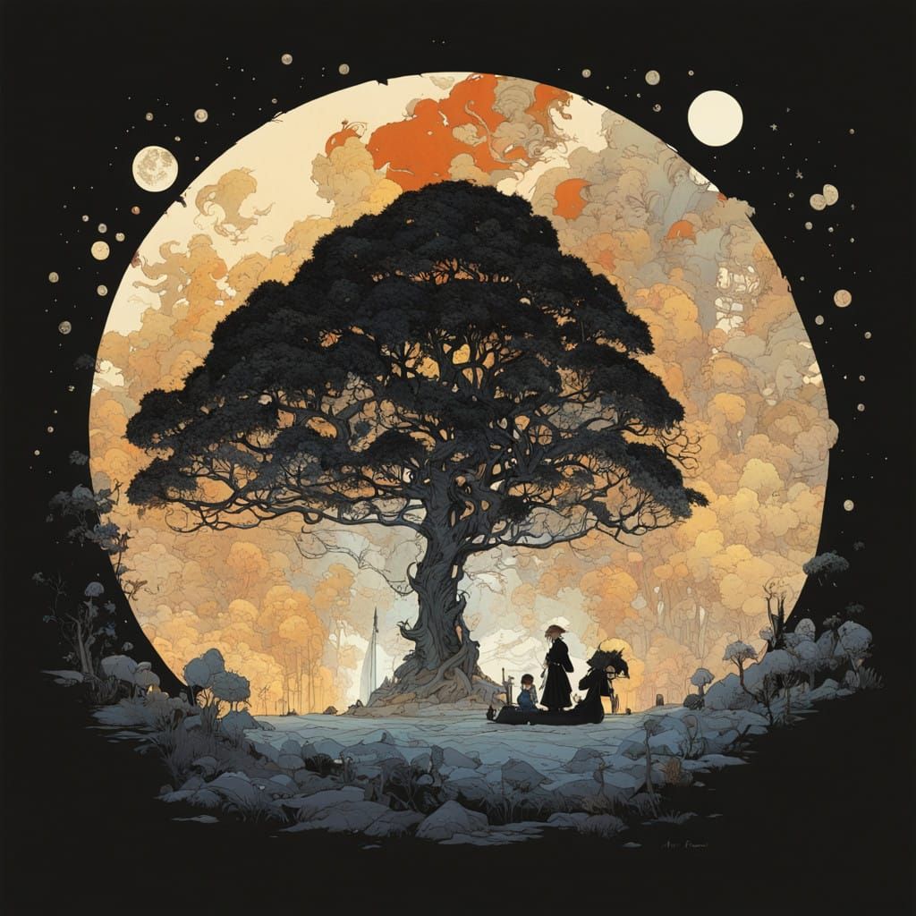 Surreal Landscape Illuminated by a Radiant Light